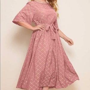 Grid Printed Belted A-line Dress — Make an Offer!!